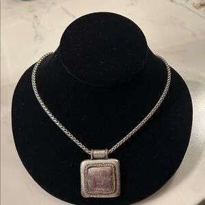 Chico's Silver Square Pendant Necklace